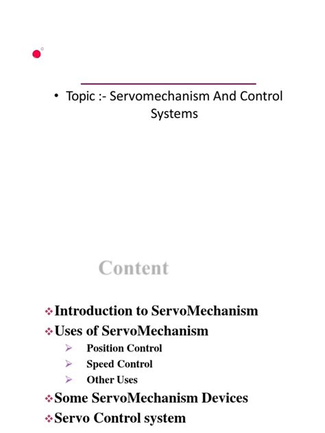 Topic:-Servomechanism and Control Systems | PDF | Servomechanism | Feedback