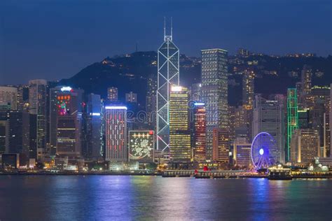 Hong Kong City Waterfront at Night Stock Image - Image of chinese ...