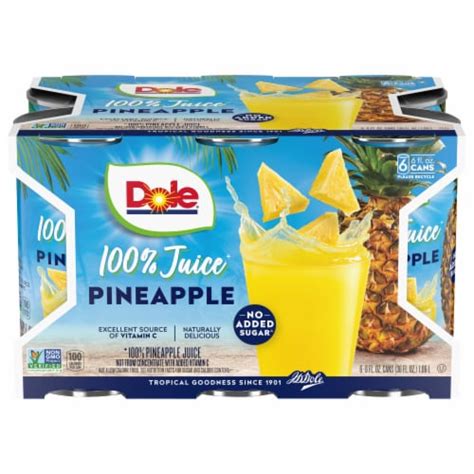 Dole® Pineapple 100% Juice Cans, 6 cans / 36 fl oz - Kroger