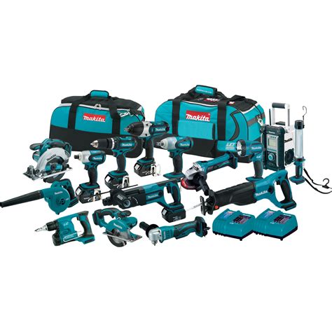 Makita Cordless Combo Kit — 15-Pc. Set, 18 Volt LXT Li-Ion, Model ...