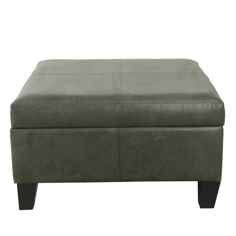 HomePop Luxury Large Faux Leather Storage Ottoman, Gray - Walmart.com ...