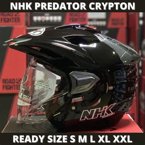 Jual Helm NHK Predator Crypton Solid Black Glossy Hitam Metalik Double ...