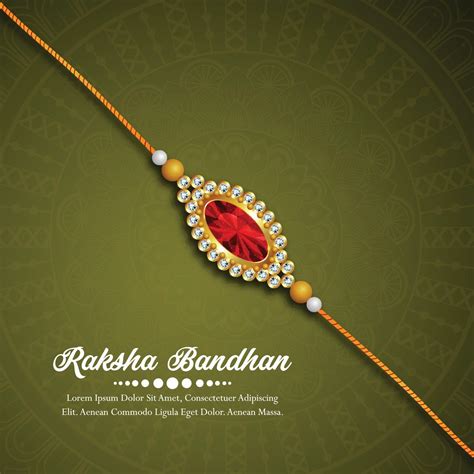 Raksha bandhan celebration greeting card with vector crystal rakhi ...