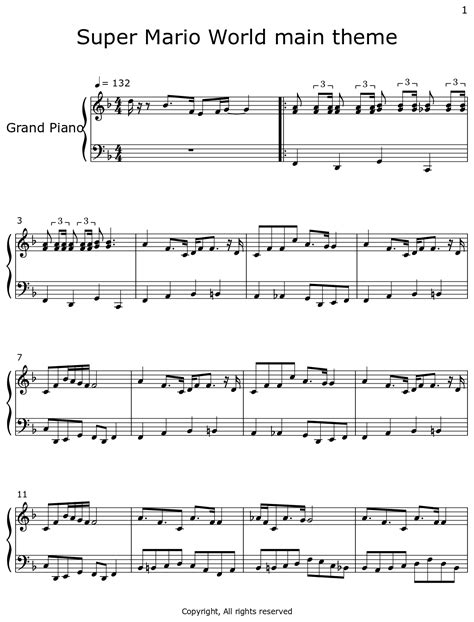 Super Mario World main theme - Sheet music for Piano