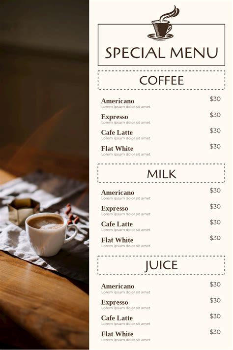 Cafe Coffee House Menus