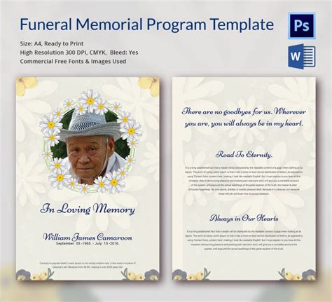 Free Funeral Program Template Photoshop