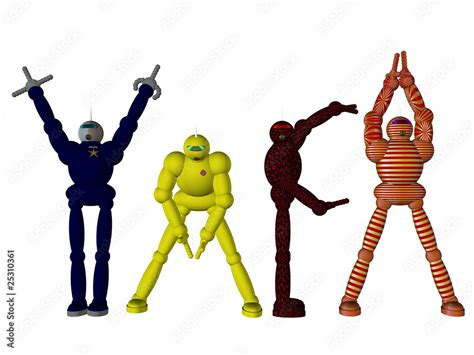 Robots doing the YMCA dance Stock-Illustration | Adobe Stock