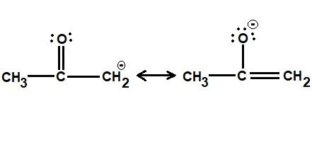 The C-H bond in acetone, (CH3_)_2C=0, has a pKa of 19.2. Draw two ...