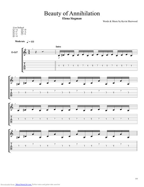 Beauty Of Annihilation guitar pro tab by Elena Siegman @ musicnoteslib.com