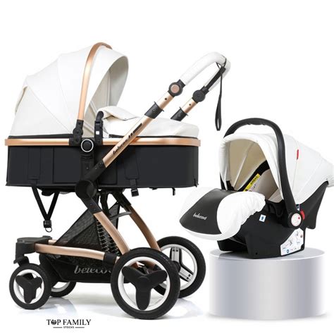 Luxury 3-in-1 Baby Stroller with Adjustable Bassinet Stroller Pram ...