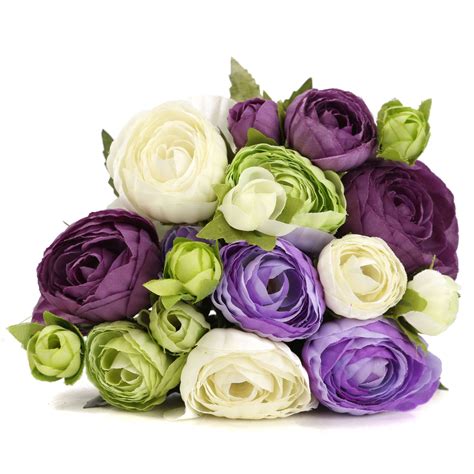 10 Heads Artificial Silk Flower Camellia Wedding Bouquet Party Home ...