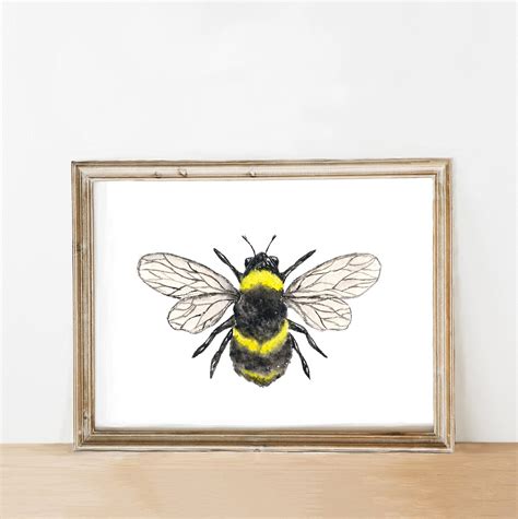 Bee Print Watercolor Bumble Bee Bumble Bee Painting Bee - Etsy