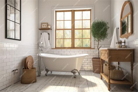 Premium AI Image | Interior design of Bathroom in Farmhouse style