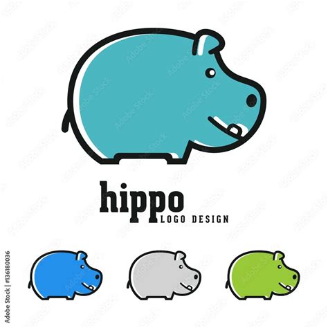 Hippo Logo Design Illustration Stock Vector | Adobe Stock