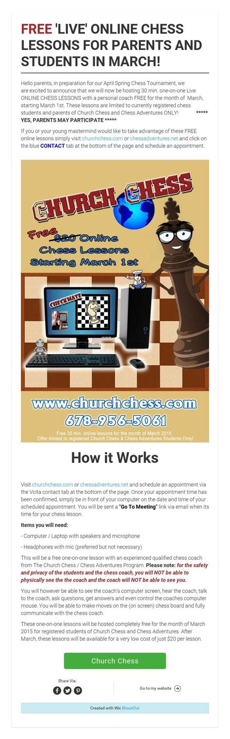 FREE 'LIVE' ONLINE CHESS LESSONS FOR PARENTS AND STUDENTS IN MARCH ...