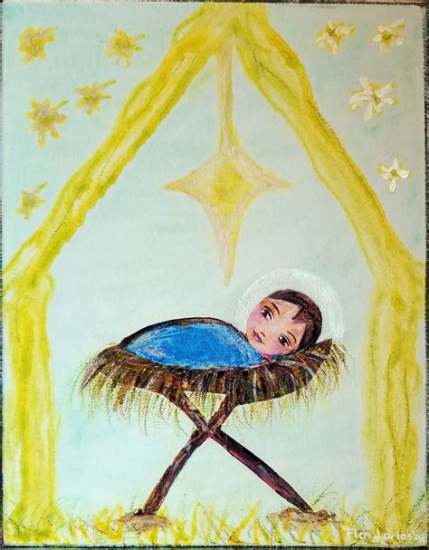 Baby Jesus Original Painting on Canvas Folk Art by FLOR | Etsy