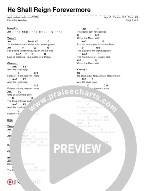 He Shall Reign Forevermore Chords PDF (Essential Worship) - PraiseCharts