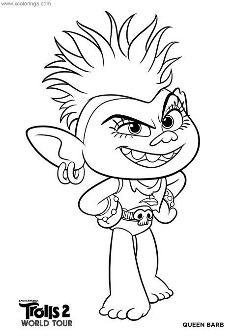 Trolls World Tour Coloring Pages Queen Barb - XColorings.com