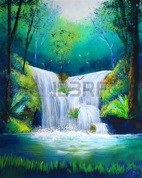 Watercolor Painting Waterfall Beautiful Easy Nature Drawings ...