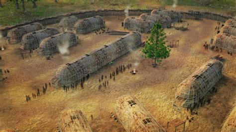 Graphic depiction longhouses in Haudenosaunee settlement. From Native ...