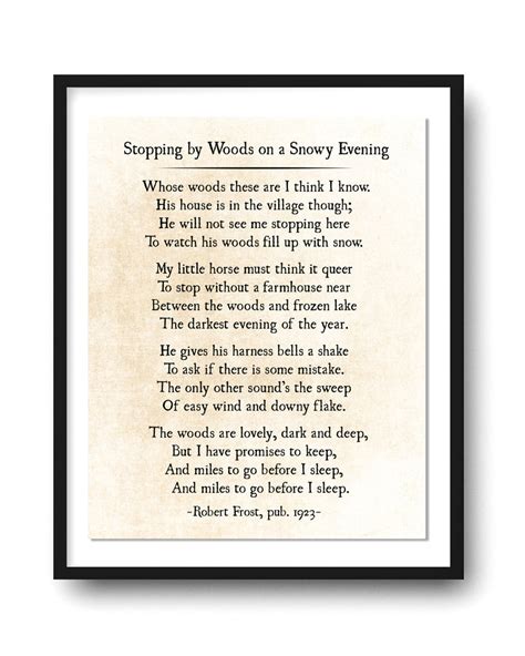 Robert Frost Poem Print, Stopping by Woods on a Snowy Evening, Poetry ...