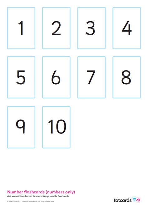 Printable Numbers 1 10 Flashcards