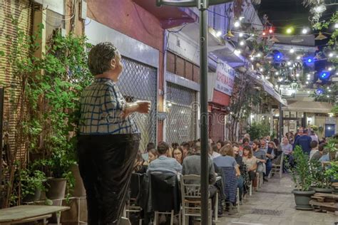 Thessaloniki, Greece Hellenic Nightlife Scene of People at Outdoors ...