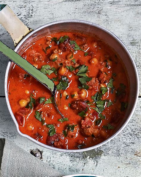 Chorizo, sausage, fennel and chickpea soup recipe | delicious. magazine