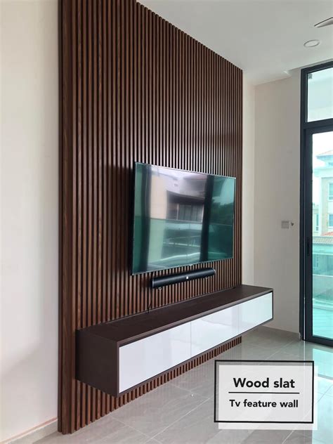 Wool slat TV feature wall | Feature wall living room, Bedroom tv wall ...