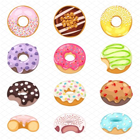 Donuts vector set | Donut vector, Donut art, Donut drawing