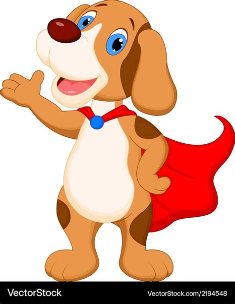 Cute super dog cartoon presenting Royalty Free Vector Image