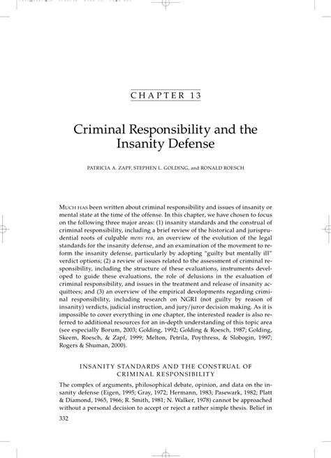 (PDF) Criminal responsibility and the insanity defense