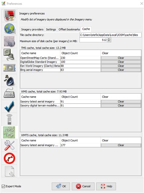 Help/Preferences/Imagery – JOSM