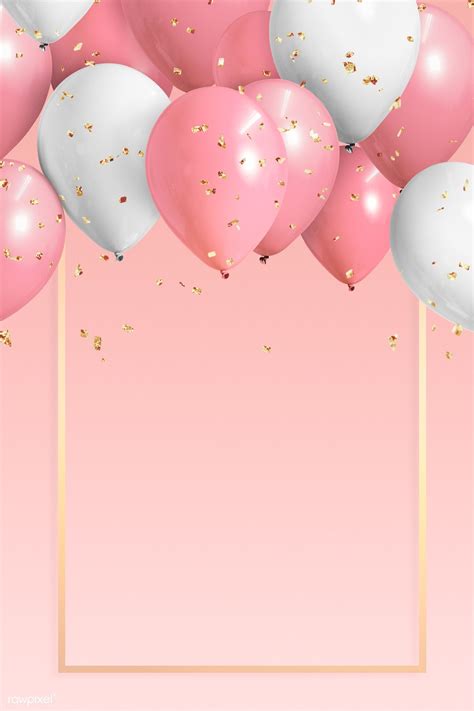 Download premium illustration of Golden frame balloons on a pink in ...