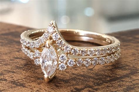 Wedding Ring Set Marquise Diamond 14k Yellow Gold Matching - Etsy ...