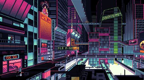 1920x1080 Resolution Cyberpunk City Pixel Art 1080P Laptop Full HD ...