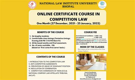 NLIU Bhopal, Certificate Course, Competition Law