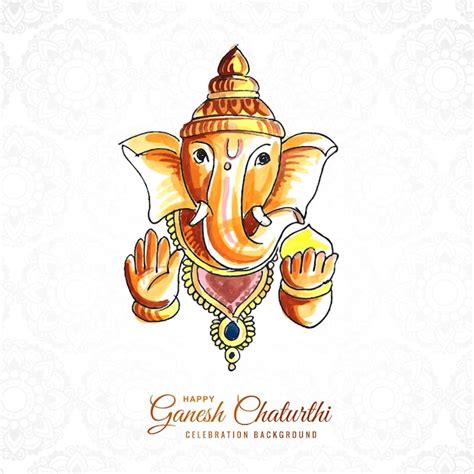 Free Vector | Ganesh chaturthi wishes greeting card on watercolor design