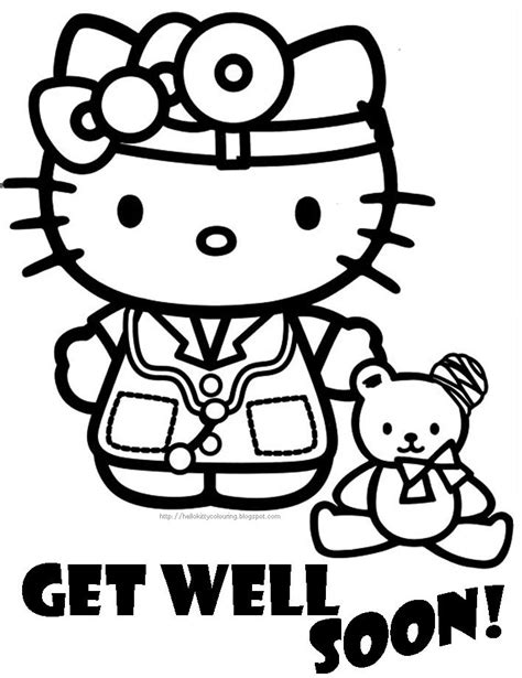 hello kitty and her teddy bear coloring pages for kids to print out on ...