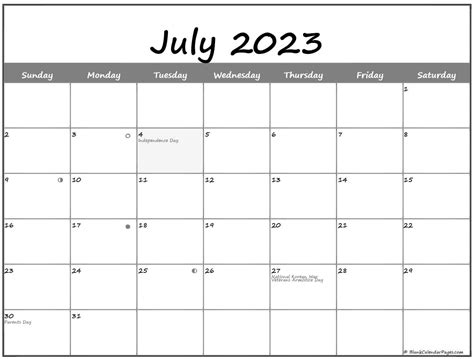 July 2023 Lunar Calendar | Moon Phase Calendar