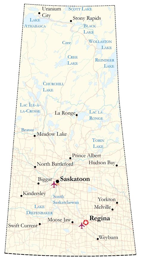 Saskatchewan Map - Cities and Roads - GIS Geography