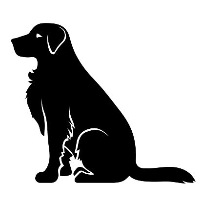 Vector Black Silhouette Of A Sitting Dog Stock Illustration - Download ...