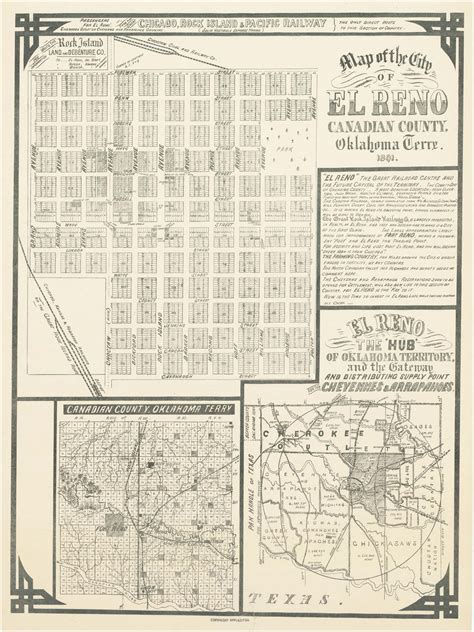 Land Rush-era map of El Reno, “The Hub of Oklahoma Territory”… printed ...