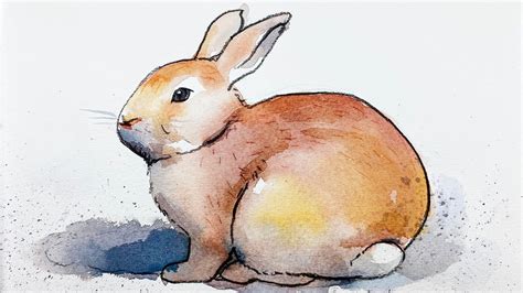 Relaxing Watercolor - How to Draw and Paint a Rabbit for Beginners ...