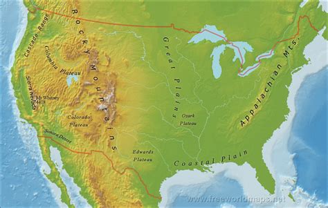 US mountain ranges map