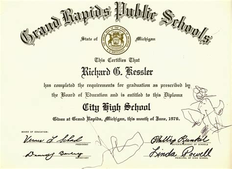 City High School Graduation Certificate | History Grand Rapids