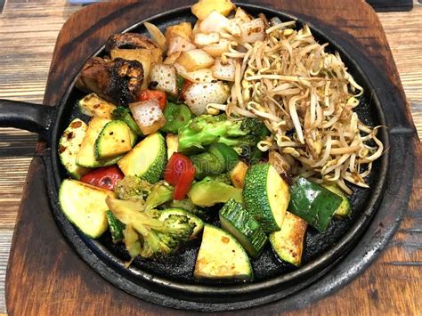 Green Teppan Yaki with Vegetables Stock Image - Image of food, frying ...