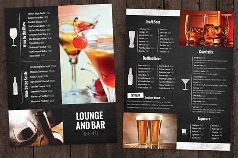 Bar and Lounge Drink Menu | Drink menu, Cocktail menu, Bar menu