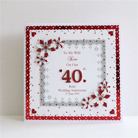 40th Ruby Wedding Anniversary Card Wife/husband/mum Dad/nan Grandad Etc ...