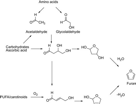 Possible formation pathways of furan. | Download Scientific Diagram